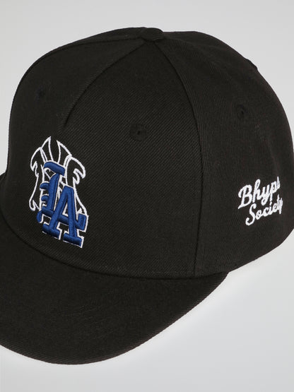 BHYPE SOCIETY BLACK HAT - NYLA BLUE LOGOS