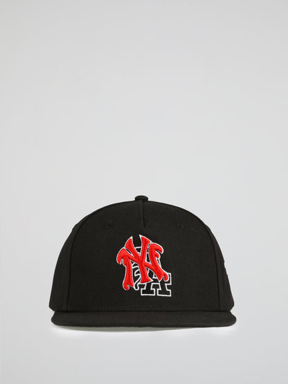 BHYPE SOCIETY BLACK HAT - NYLA RED LOGOS