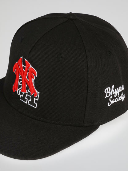 BHYPE SOCIETY BLACK HAT - NYLA RED LOGOS