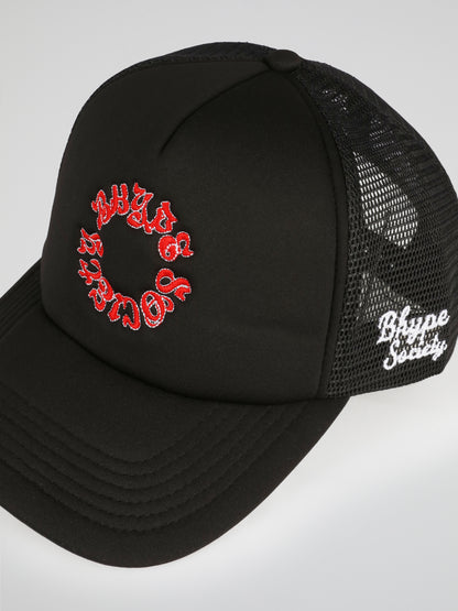 BHYPE SOCIETY BLACK TRUCKER HAT - REVERSE LOGO