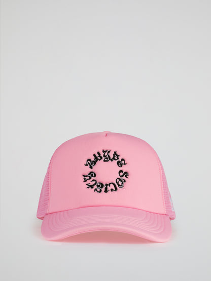 BHYPE SOCIETY PINK TRUCKER HAT - REVERSE LOGO