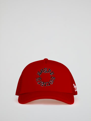 BHYPE SOCIETY RED TRUCKER HAT - REVERSE LOGO