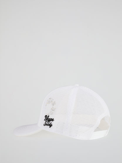 BHYPE SOCIETY WHITE TRUCKER HAT - REVERSE LOGO