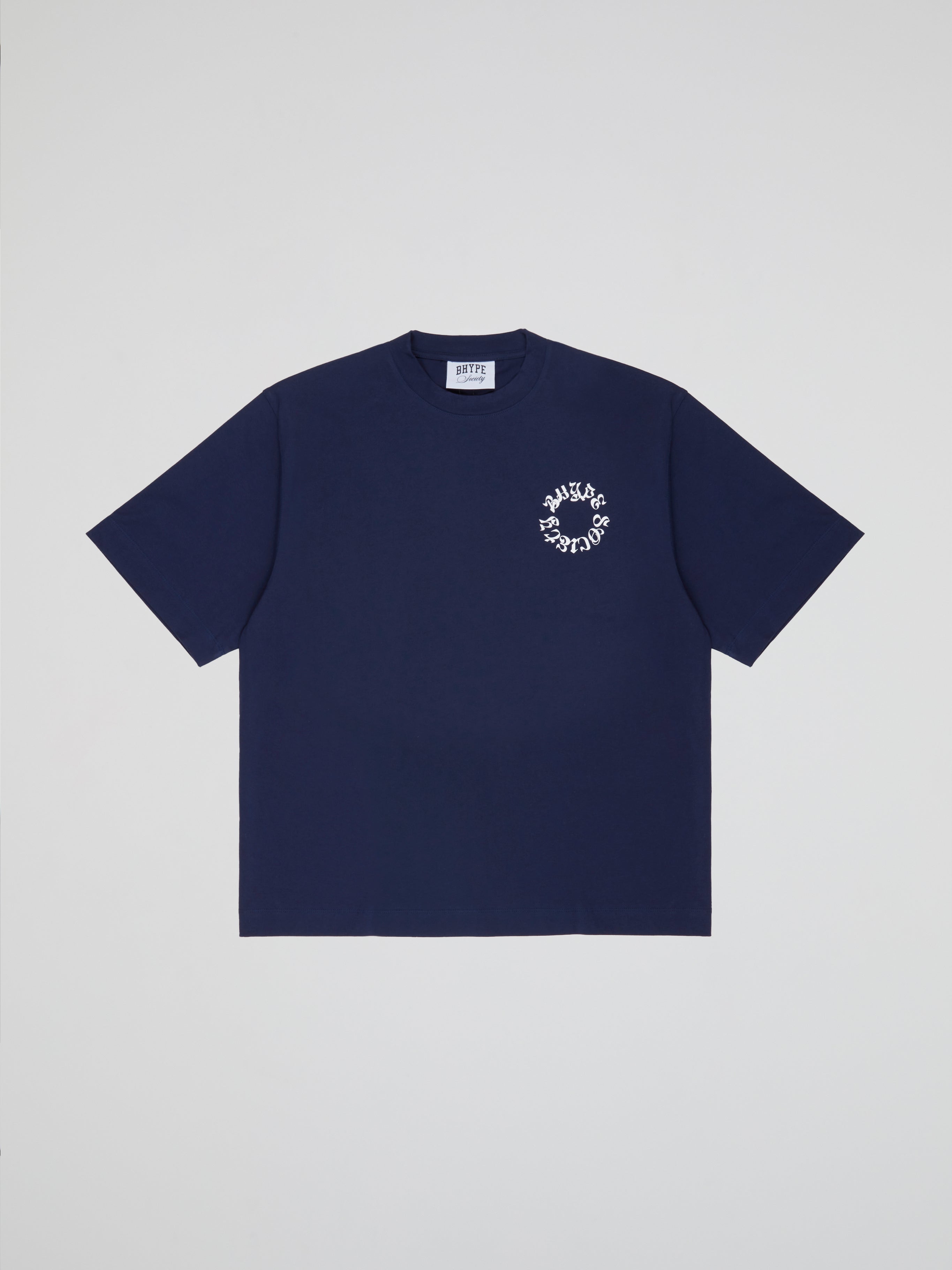 BHYPE SOCIETY NAVY BLUE TSHIRT REVERSE LOGO