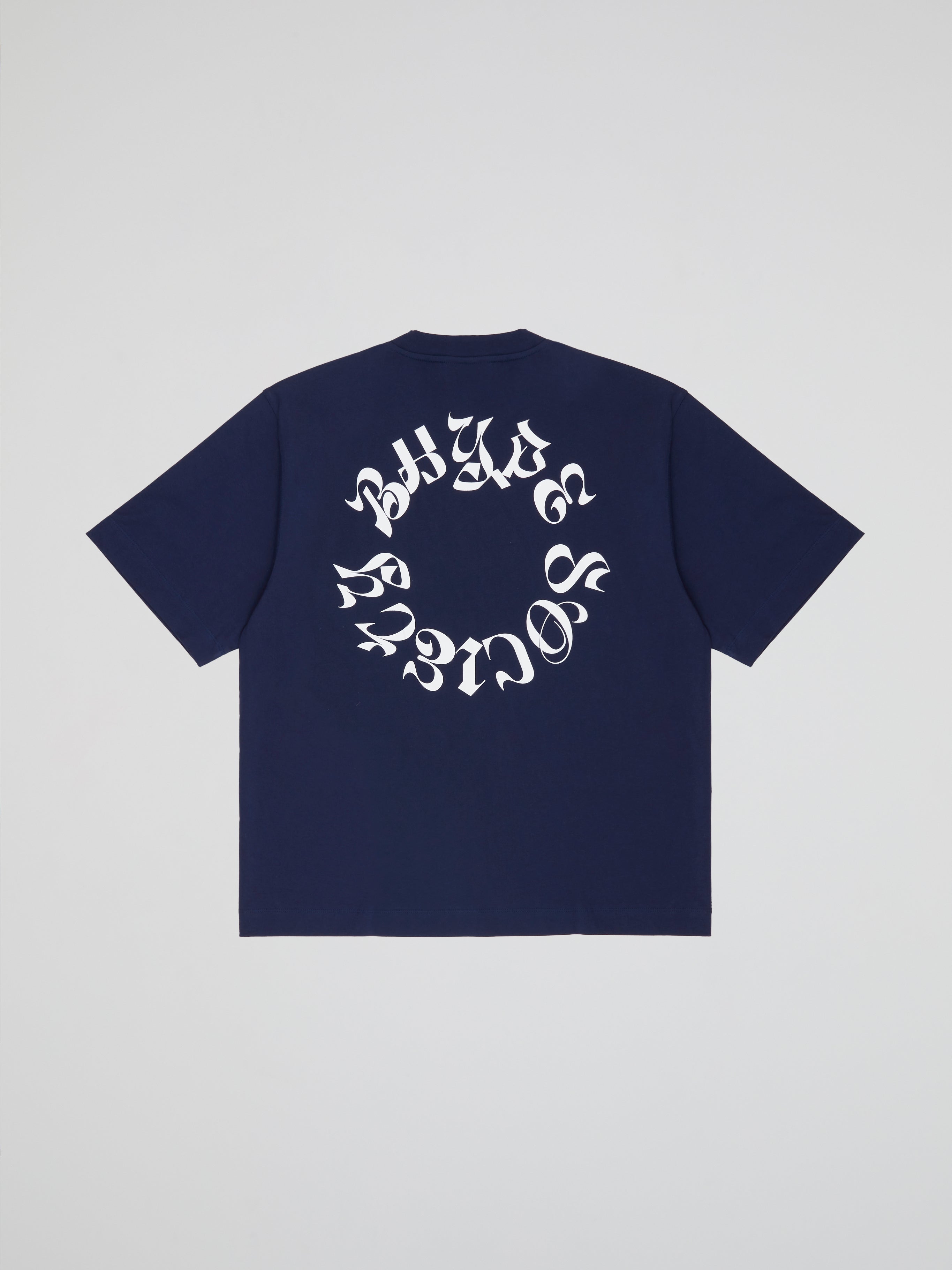 BHYPE SOCIETY NAVY BLUE TSHIRT REVERSE LOGO