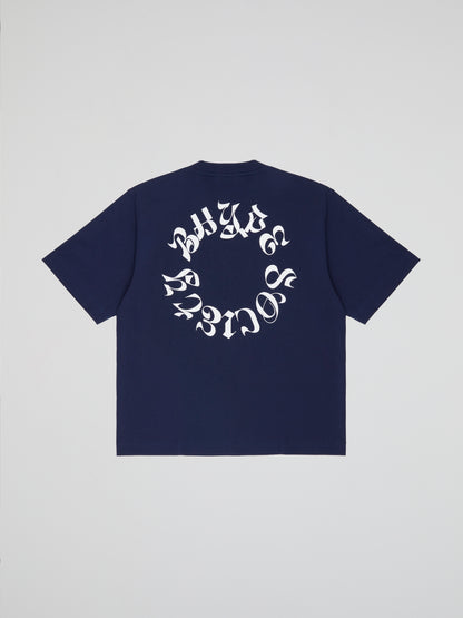 BHYPE SOCIETY NAVY BLUE TSHIRT REVERSE LOGO