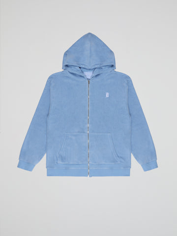 BHYPE SOCIETY BLUE SOFT TOWELLING ZIPPED HOODIE
