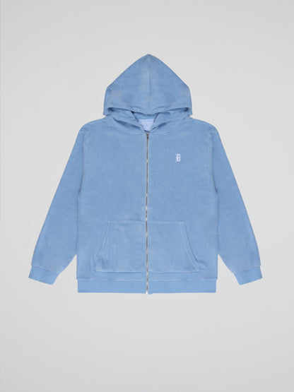 BHYPE SOCIETY BLUE SOFT TOWELLING ZIPPED HOODIE