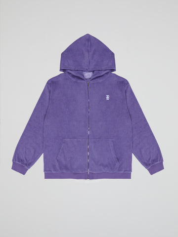 BHYPE SOCIETY PURPLE SOFT TOWELLING ZIPPED HOODIE