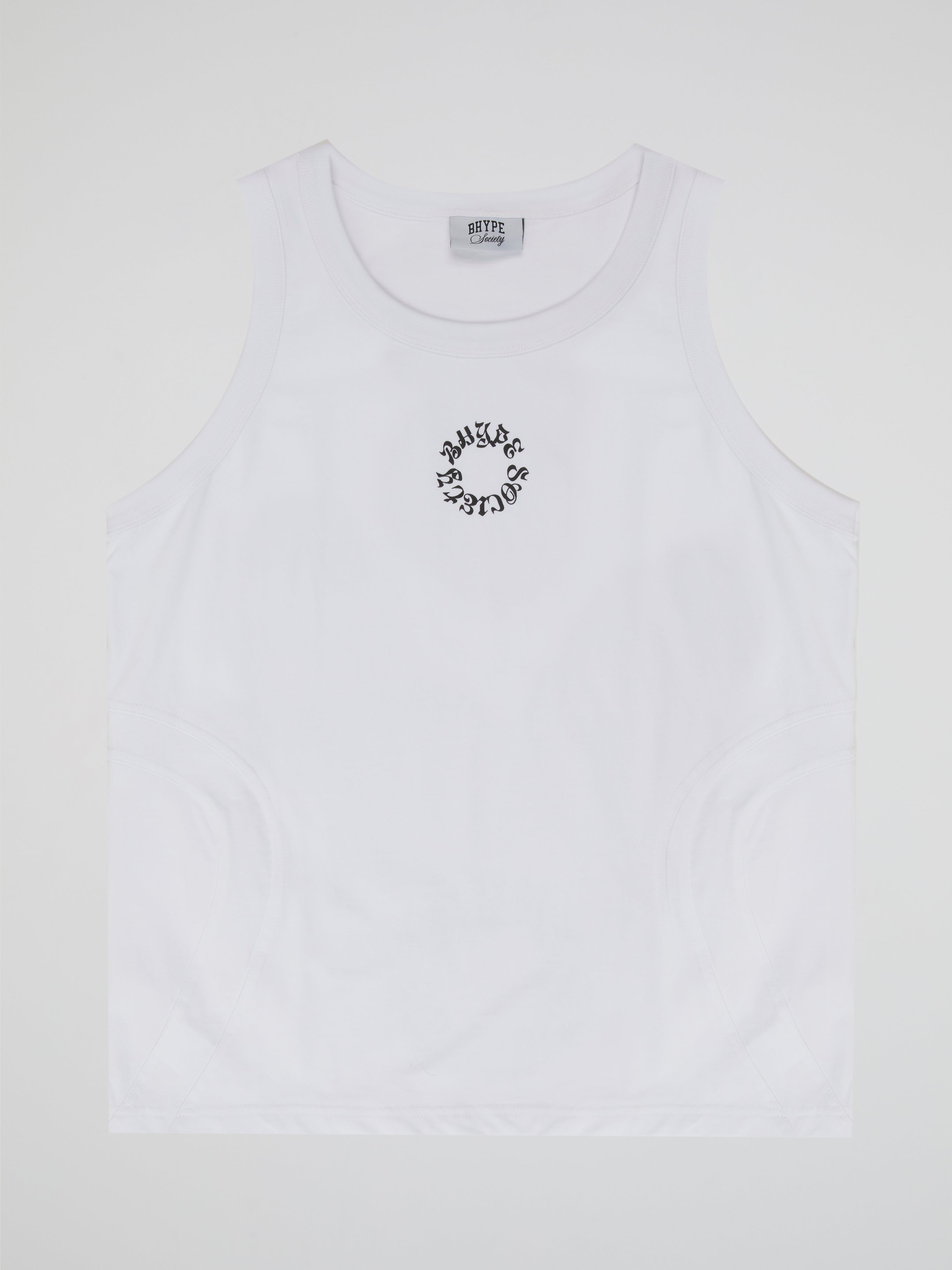 BHYPE SOCIETY WHITE TANK TOP CENTER REVERSE LOGO