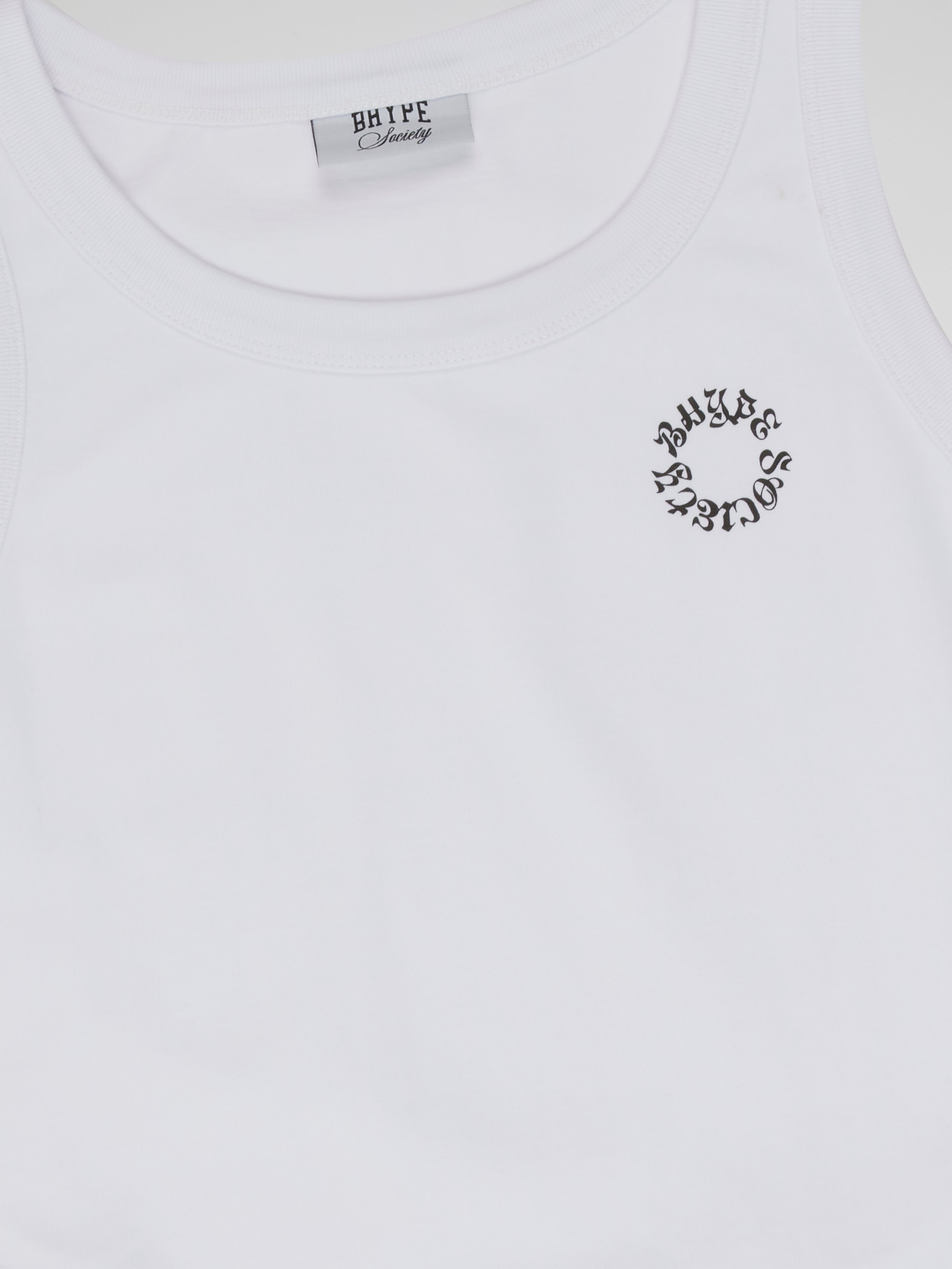 BHYPE SOCIETY WHITE TANK TOP LEFT CHEST REVERSE LOGO