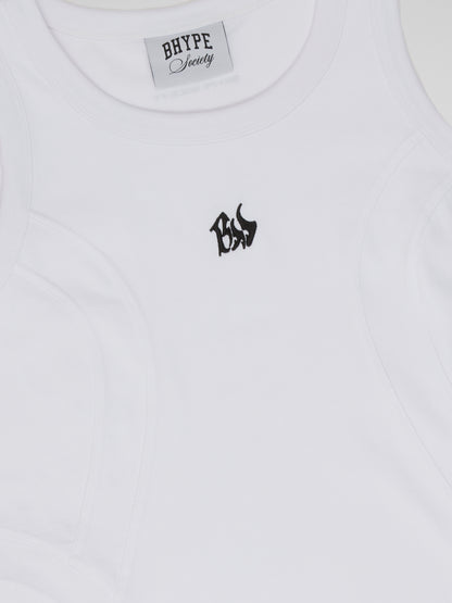 BHYPE SOCIETY WHITE TANK TOP - BHS BLACK LOGO