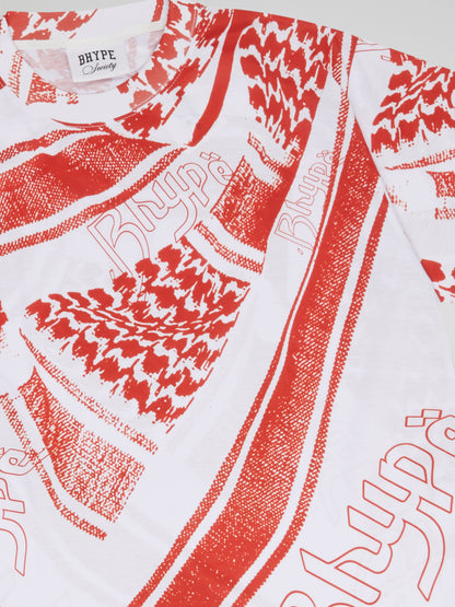 BHYPE SOCIETY RED & WHITE TSHIRT - KEFFIYEH COLLECTION