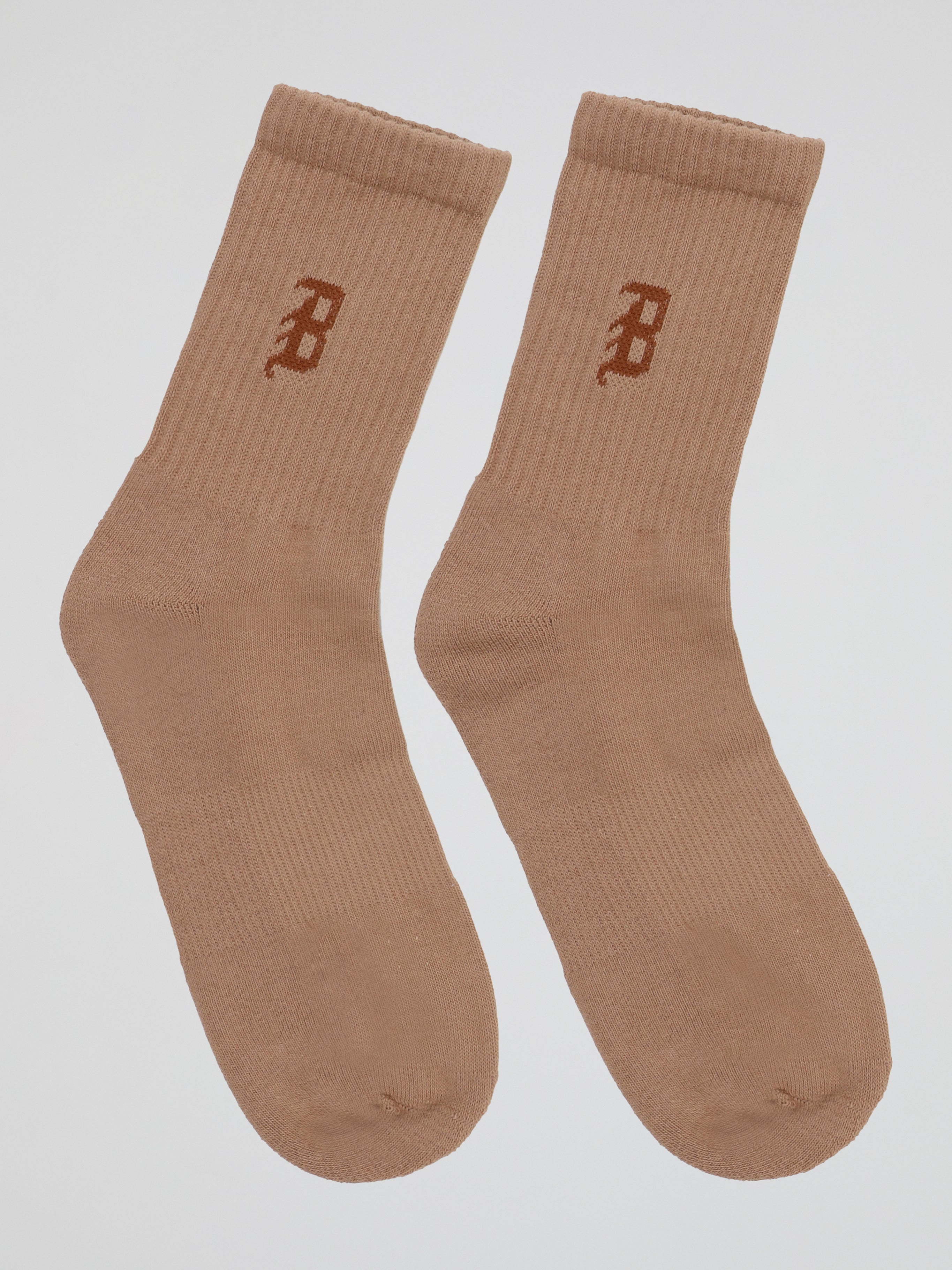 BHYPE SOCIETY - VARSITY LOGO BROWN SOCKS