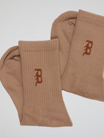 BHYPE SOCIETY - VARSITY LOGO BROWN SOCKS