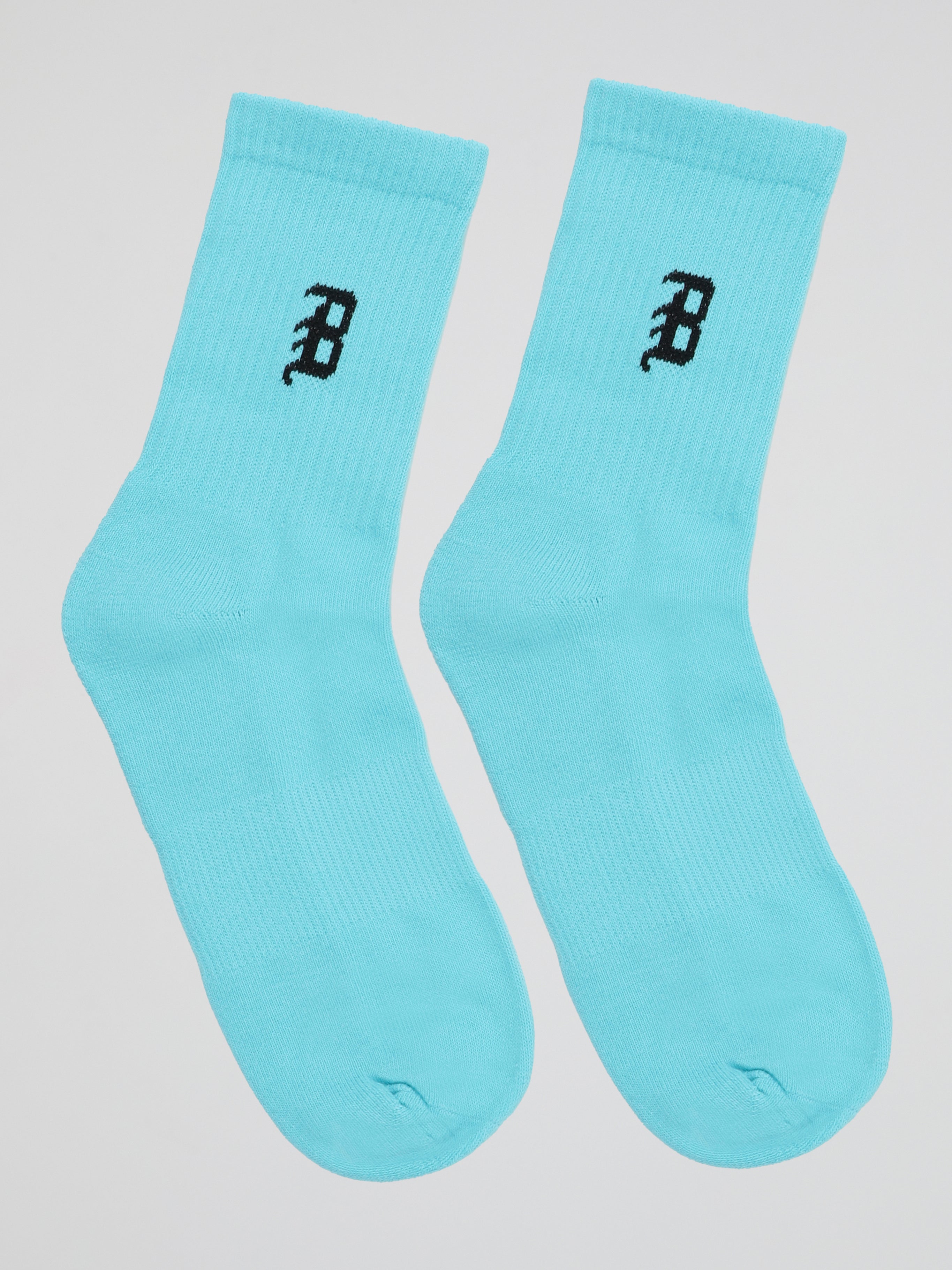 BHYPE SOCIETY - VARSITY LOGO NEON BLUE SOCKS