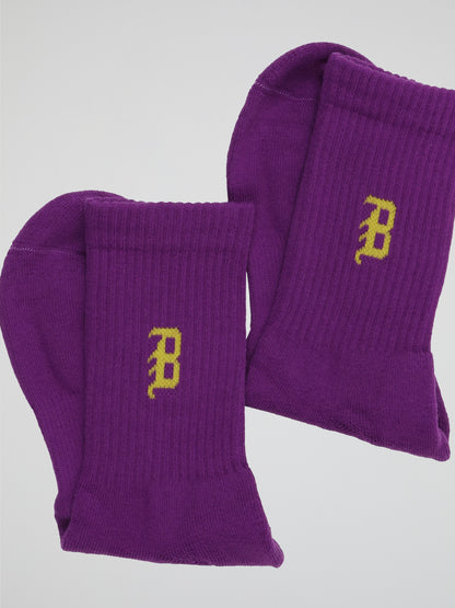 BHYPE SOCIETY - VARSITY LOGO PURPLE SOCKS