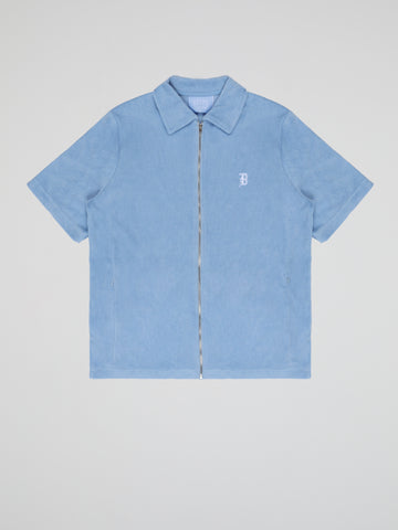 BHYPE SOCIETY BLUE SOFT TOWELLING ZIPPED JACKET
