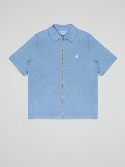 BHYPE SOCIETY BLUE SOFT TOWELLING ZIPPED JACKET