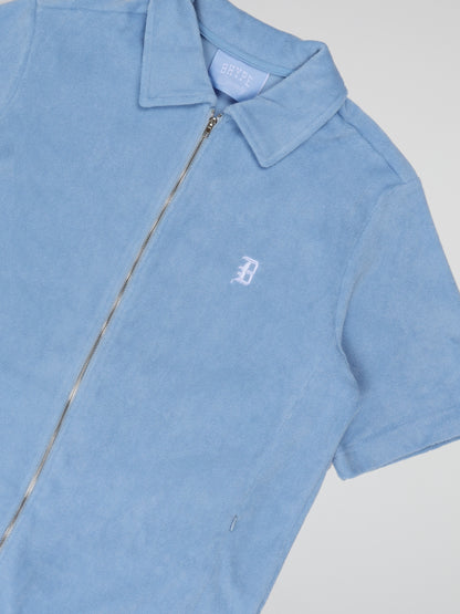 BHYPE SOCIETY BLUE SOFT TOWELLING ZIPPED JACKET