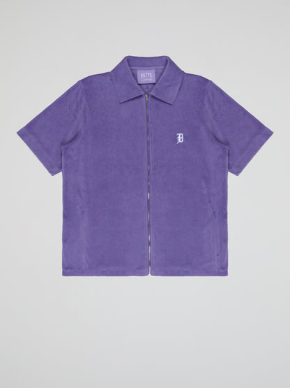 BHYPE SOCIETY PURPLE SOFT TOWELLING ZIPPED JACKET