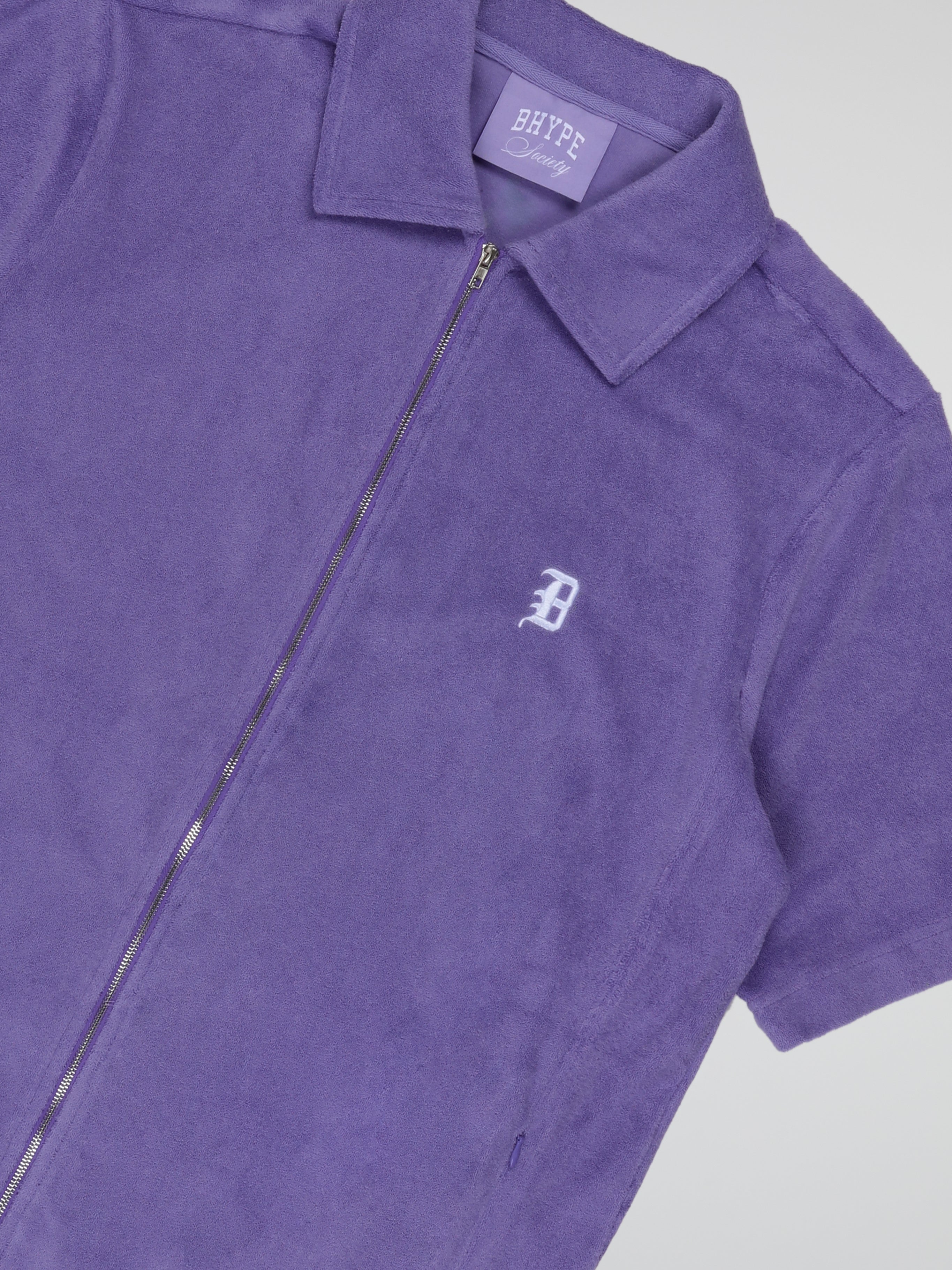 BHYPE SOCIETY PURPLE SOFT TOWELLING ZIPPED JACKET