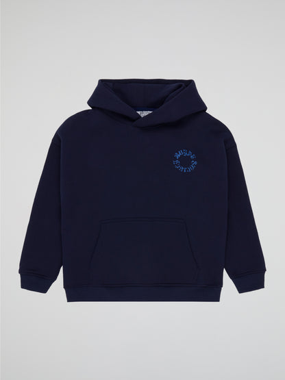 BHYPE SOCIETY CIRCLE LOGO NAVY BLUE HOODIE - KIDS