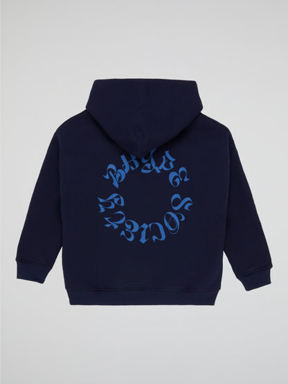 BHYPE SOCIETY CIRCLE LOGO NAVY BLUE HOODIE - KIDS