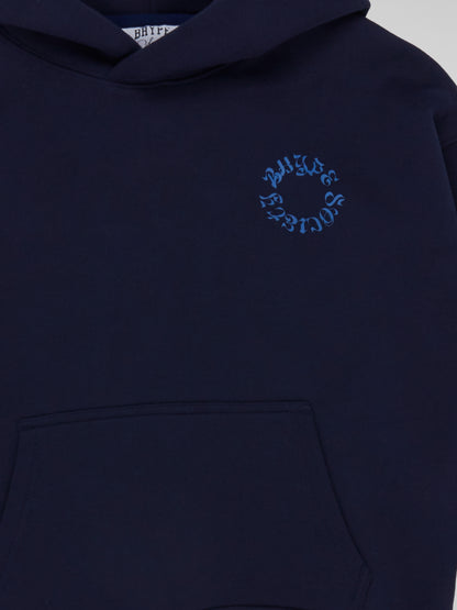 BHYPE SOCIETY CIRCLE LOGO NAVY BLUE HOODIE - KIDS