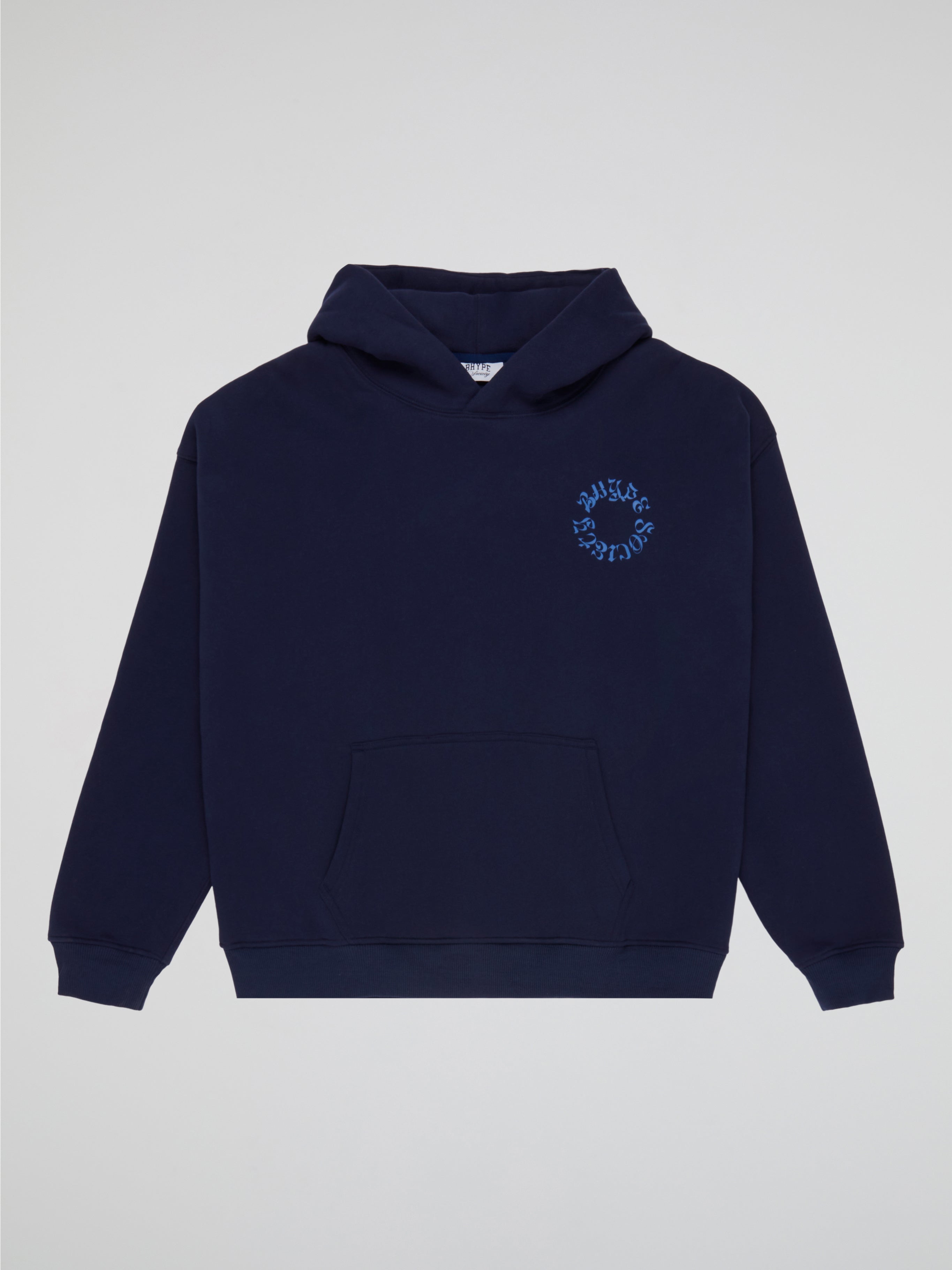 BHYPE SOCIETY CIRCLE LOGO NAVY BLUE HOODIE