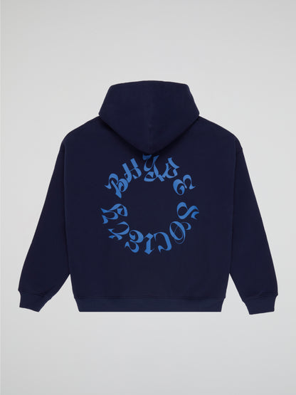 BHYPE SOCIETY CIRCLE LOGO NAVY BLUE HOODIE