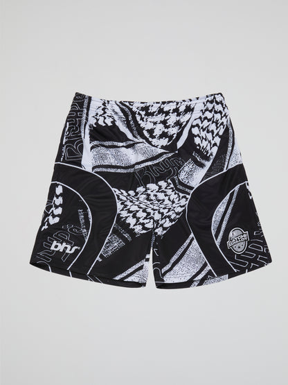 BHYPE SOCIETY BLACK & WHITE FOOTBALL SOCCER SHORTS