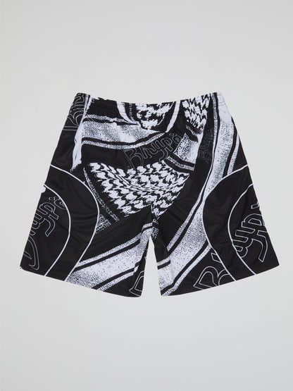 BHYPE SOCIETY BLACK & WHITE FOOTBALL SOCCER SHORTS