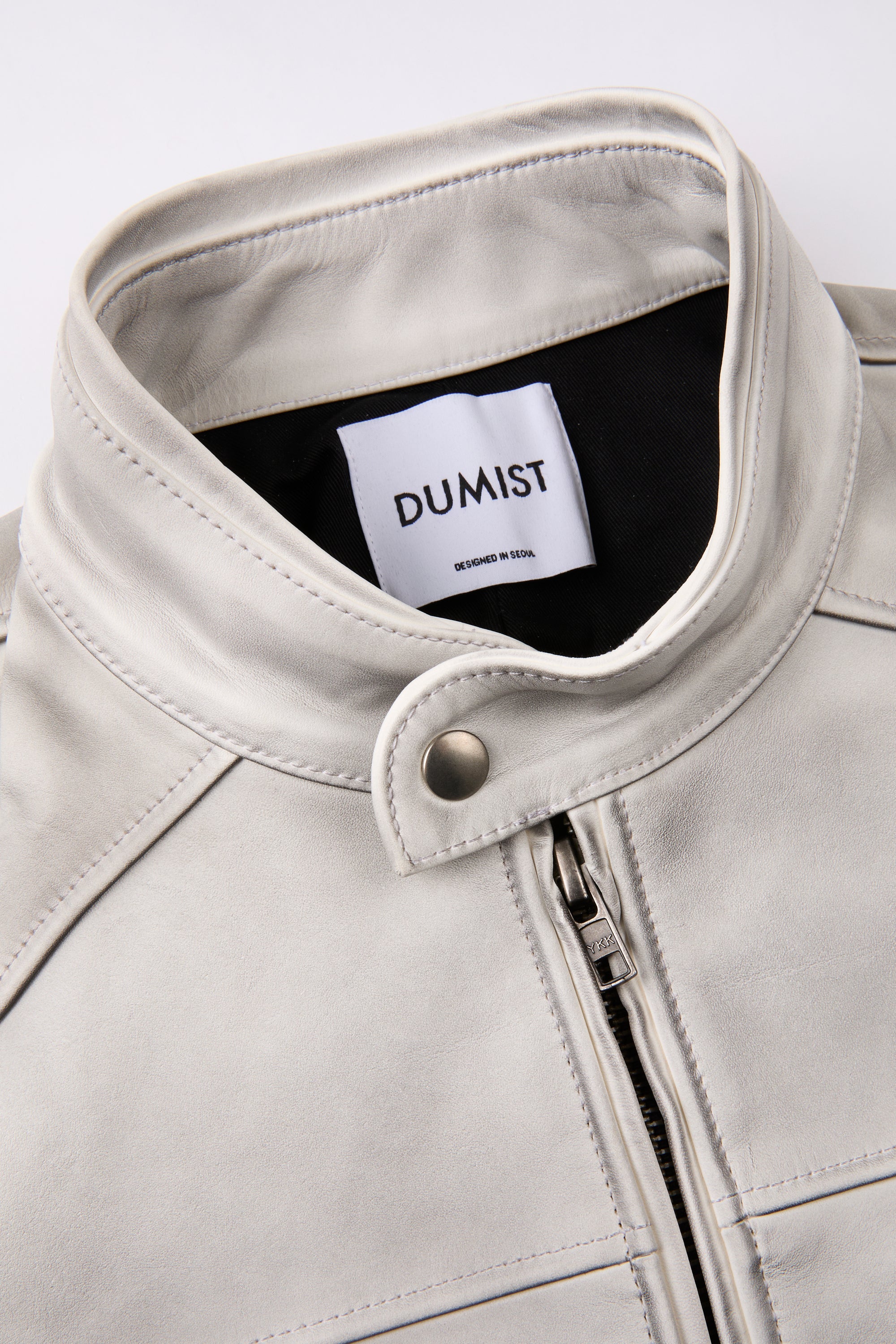 Dumist – White Leather Biker Jacket