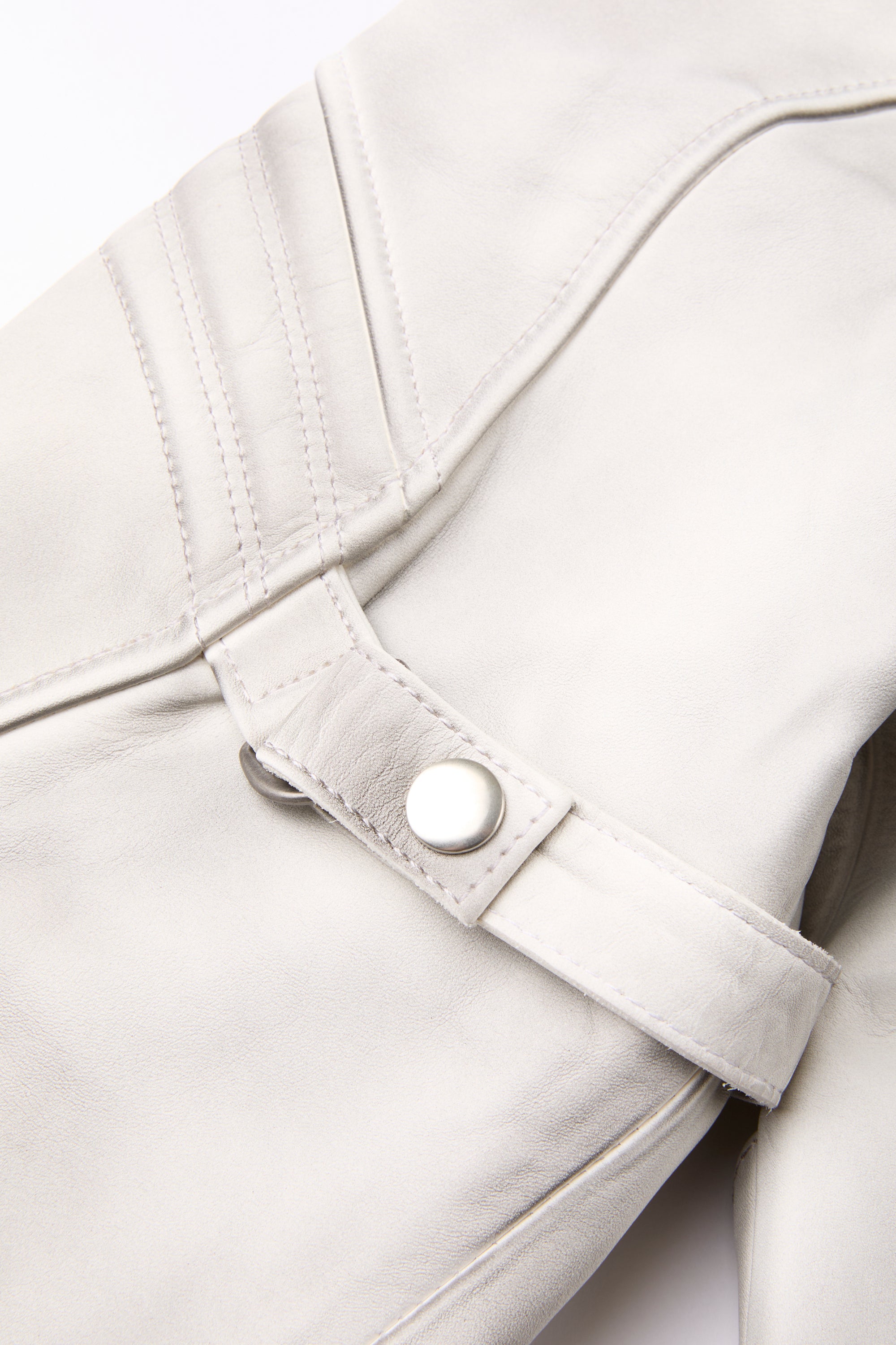 Dumist – White Leather Biker Jacket