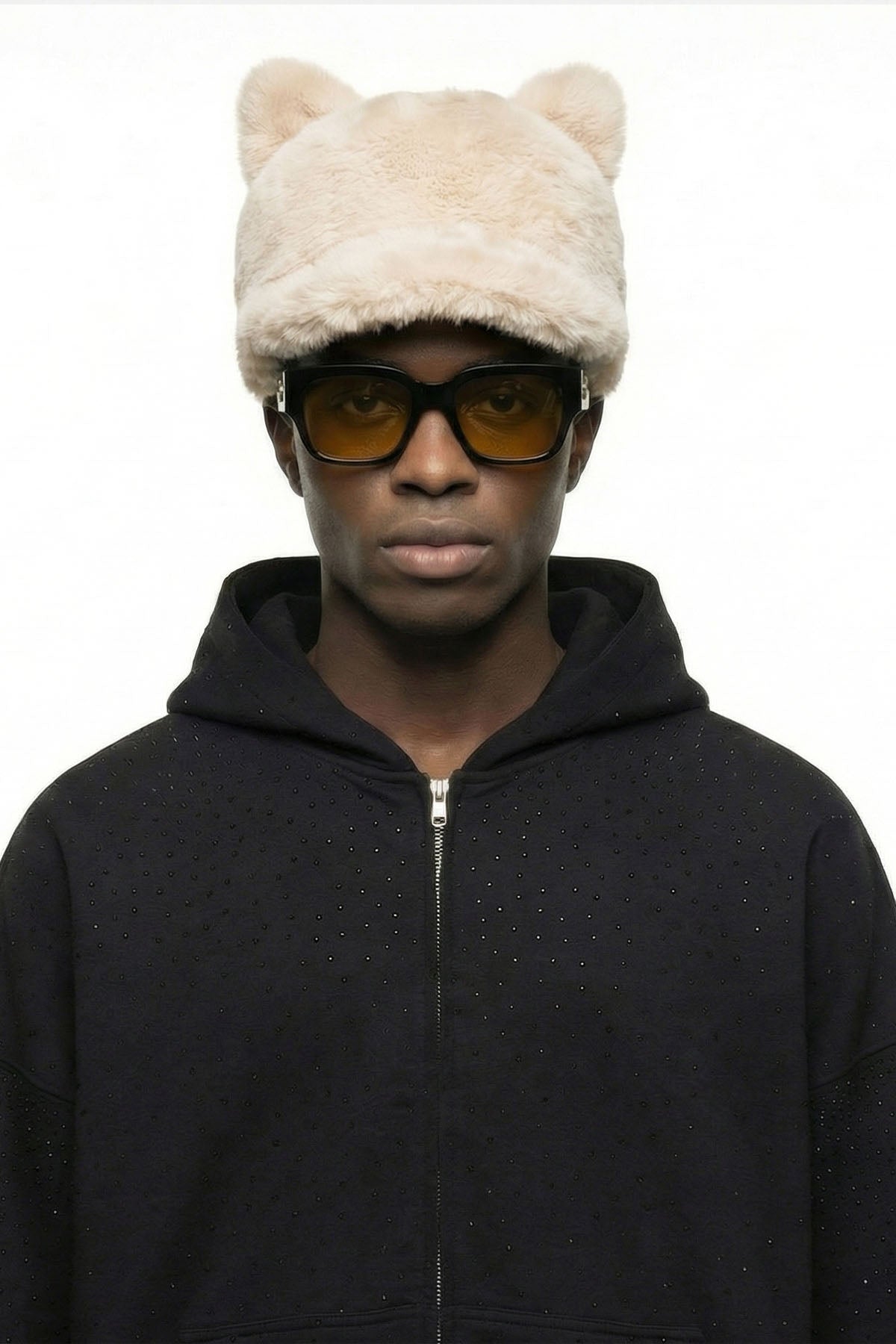 Off white Plush  Cat Ears Hat