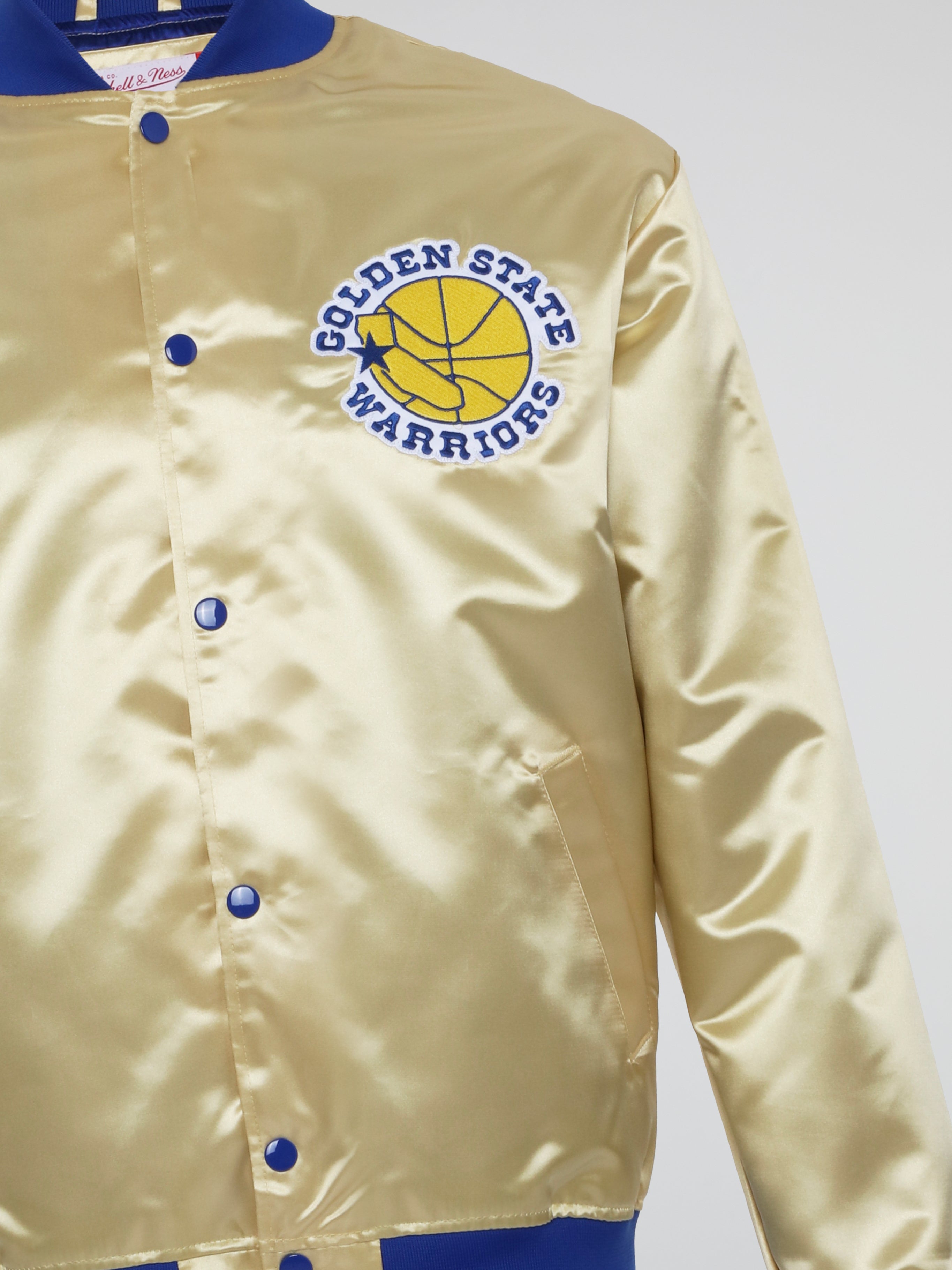 Men's Gold Golden State Warriors Team OG 2.0 Vintage Logo Satin Full-Zip Jacket Size: Large Men's Gold Golden State Warriors Team OG 2.0 Vintage Logo Satin Full-Zip Jacket Size: Large