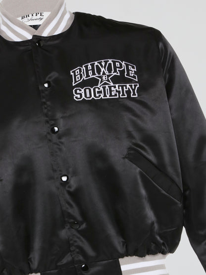 BHYPE SOCIETY BLACK SATIN JACKET COP STAR B LOGO