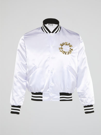 BHYPE SOCIETY WHITE SATIN JACKET REVERSE LOGO