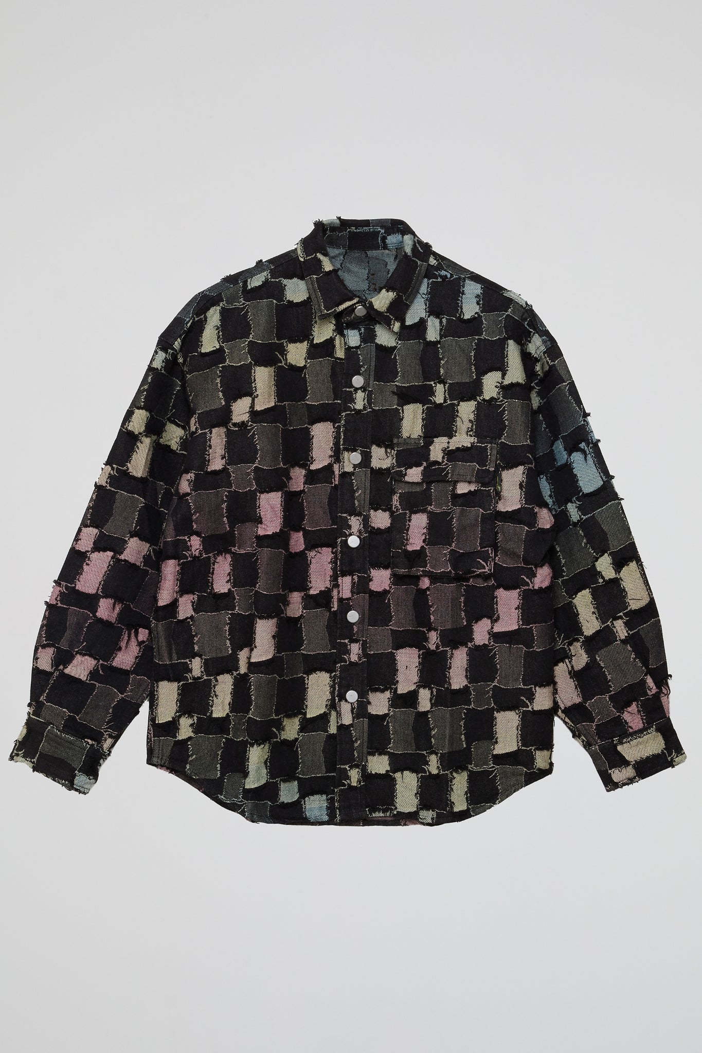 DUMIST KOREA SQUARRED RAINBOW DENIM SHIRT