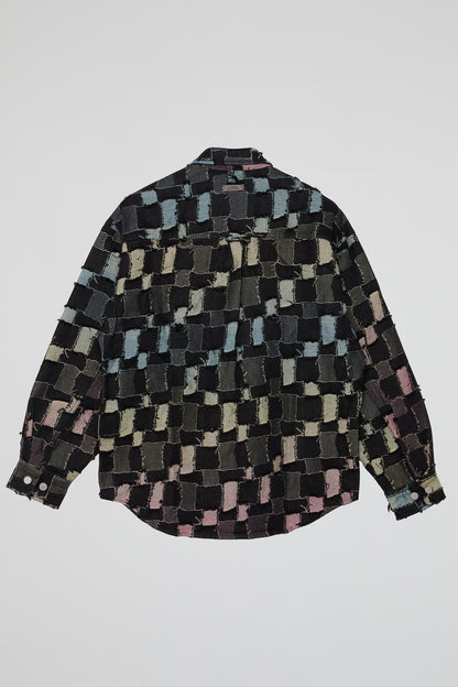 DUMIST KOREA SQUARRED RAINBOW DENIM SHIRT