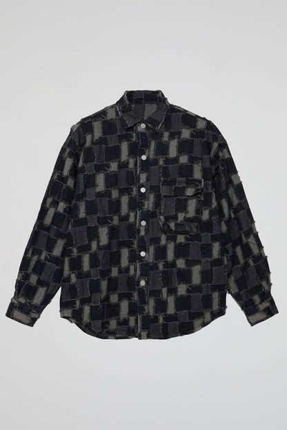 DUMIST KOREA SQUARRED BLACK DENIM SHIRT