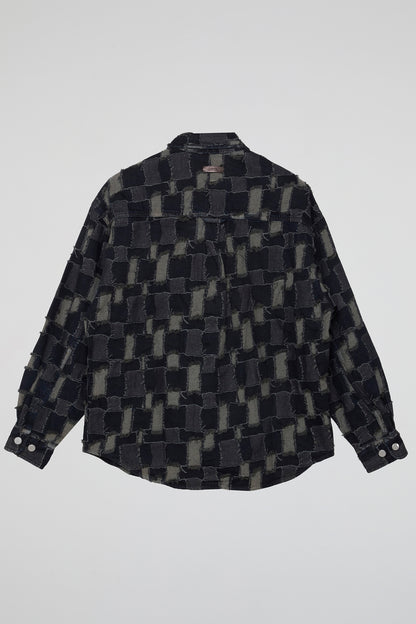 DUMIST KOREA SQUARRED BLACK DENIM SHIRT