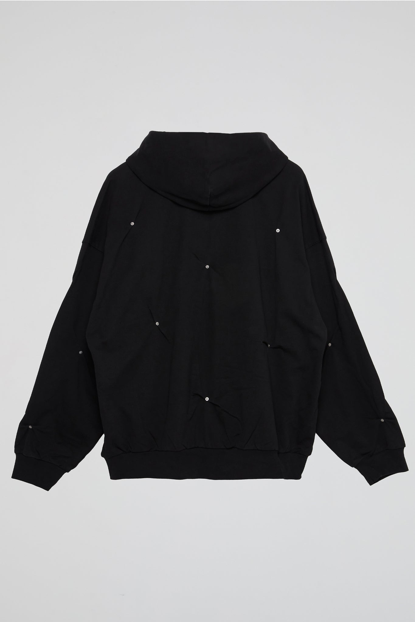 DUMIST KOREA ALL OVER BUTTONS BLACK ZIPPED HOODIE