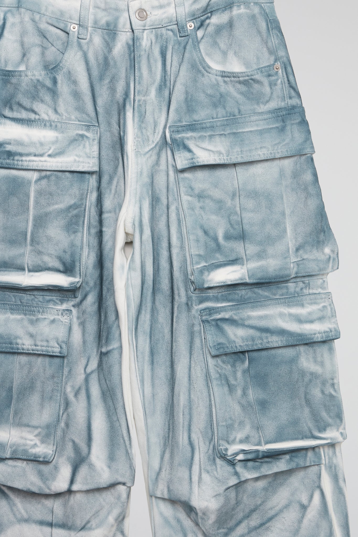 DUMIST KOREA WASHED DENIM CARGO LIGHT BLUE PANTS