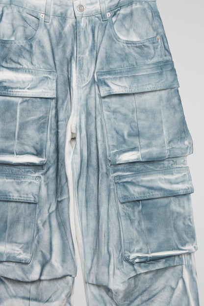 DUMIST KOREA WASHED DENIM CARGO LIGHT BLUE PANTS