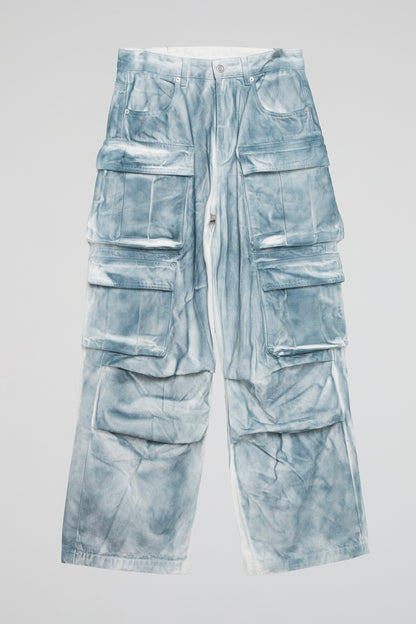 DUMIST KOREA WASHED DENIM CARGO LIGHT BLUE PANTS