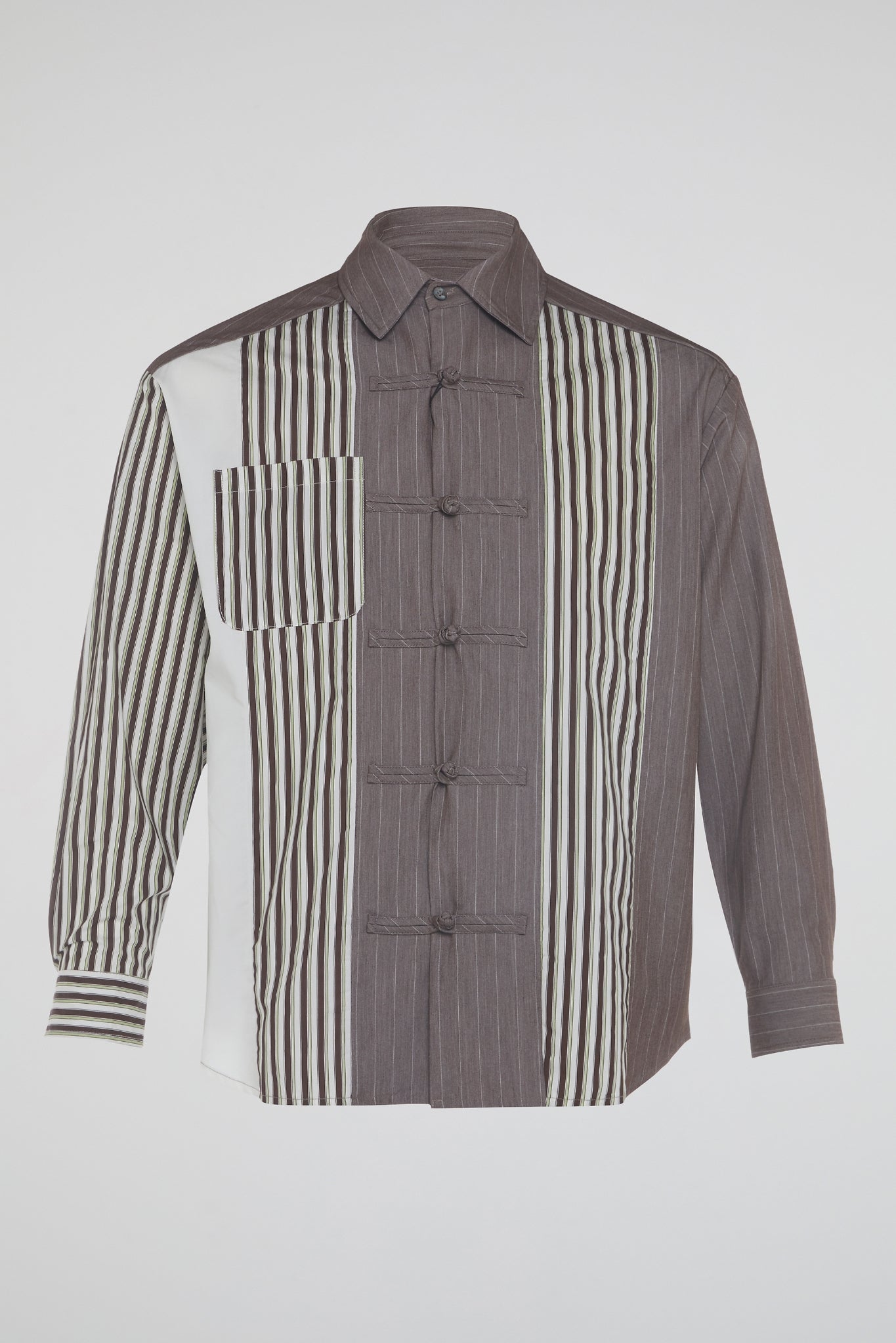 DUMIST KOREA DOUBLE PATTERN GREY COTTON SHIRT