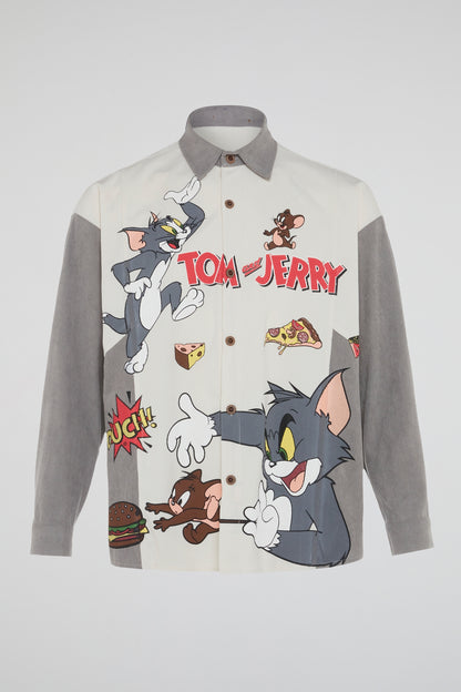 DUMIST KOREA TOM&JERRY WHITE/GREY SHIRT