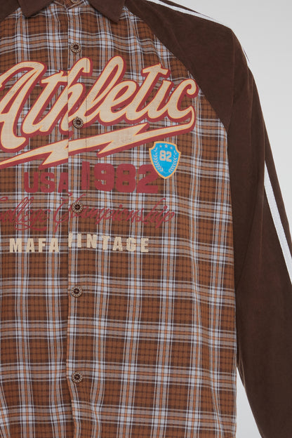 DUMIST KOREA BROWN TARTAN ATHLETIC JACKET SHIRT